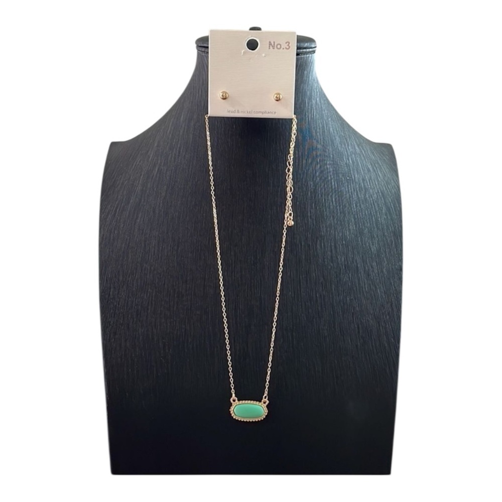 Kera mint Goldtone Necklace and Earring Set